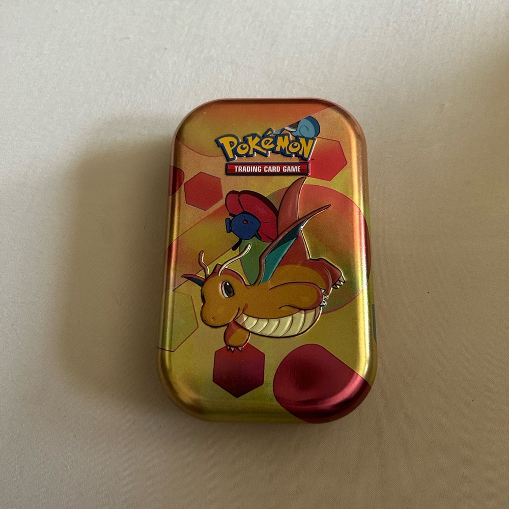 Pokemon Dragonite Trading Card Game Tin - Gold and Red